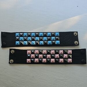 Black Leather Studded Bracelets